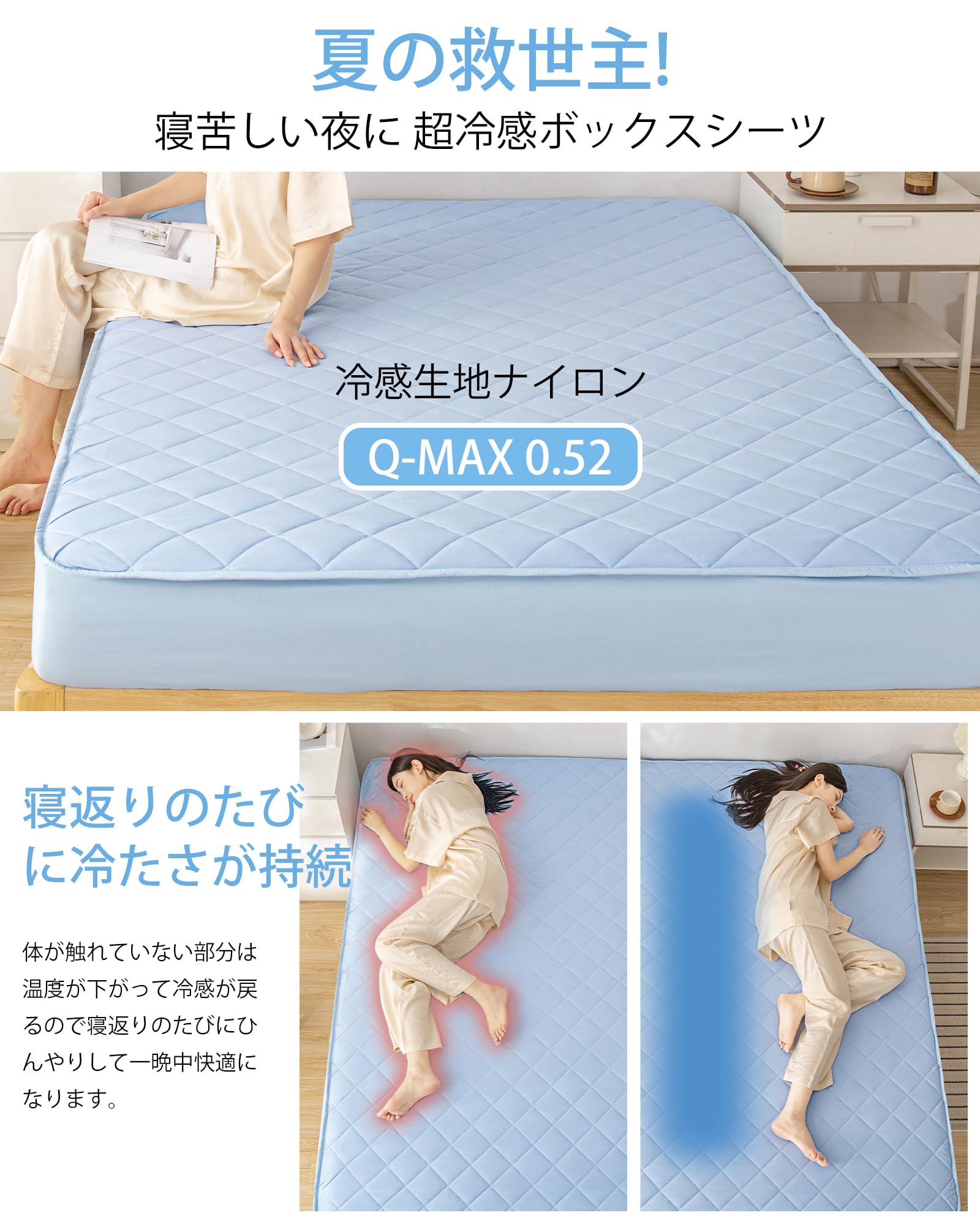 5枚セット　新品未開封　冷感　熱帯夜　涼しいーツ　ミニサイズ　ペットにも　シーツ Amazon｜【Q-max0.5】冷感 夏用 パッド一体型ボックスシーツ シングル
