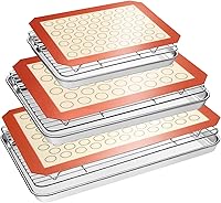 EWFEN Baking Sheet Set of 9: Stainless Steel Sheets, Cooling Racks & Silicone Mats - Warp-Resistant, Heavy Duty, Easy Clean (Red)