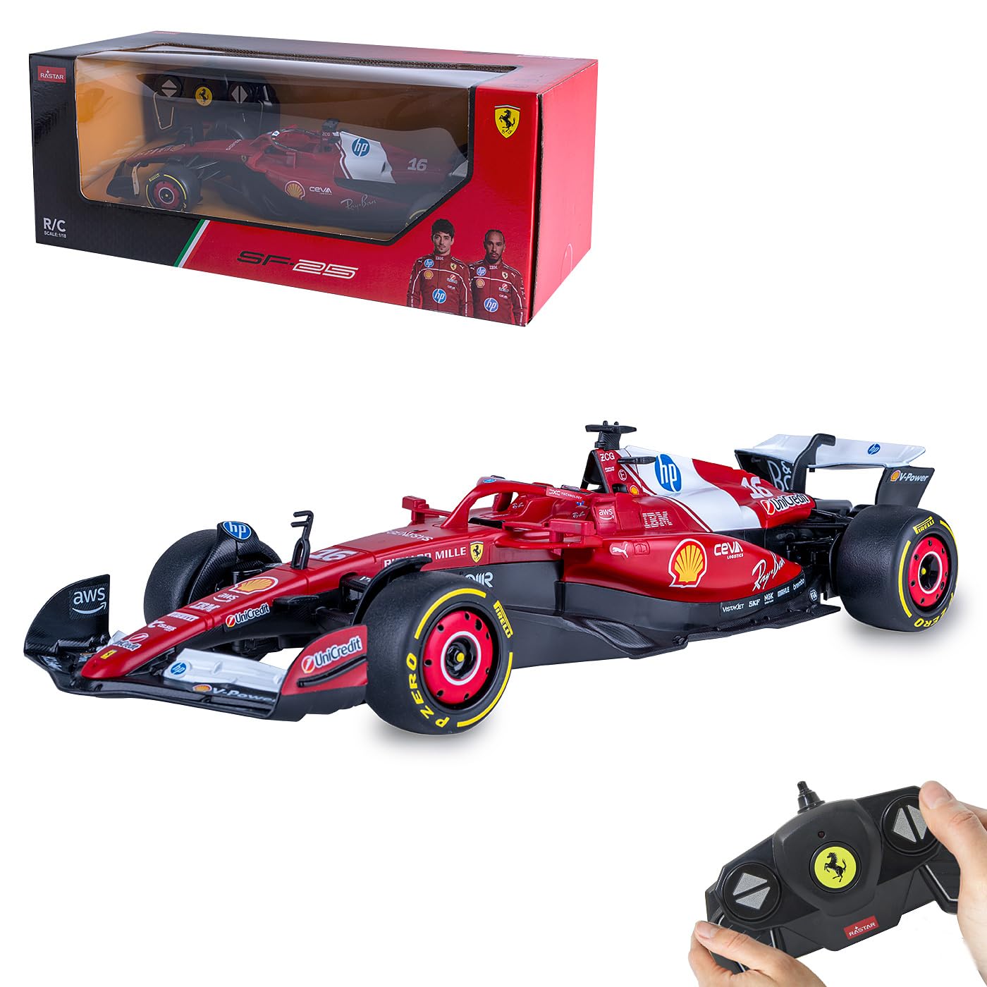 JAMARA Ferrari SF-25 402260 - Modellino di auto radiocomandata, scala 1:18, rosso, 2,4 GHz, con telecomando, regalo per bambini