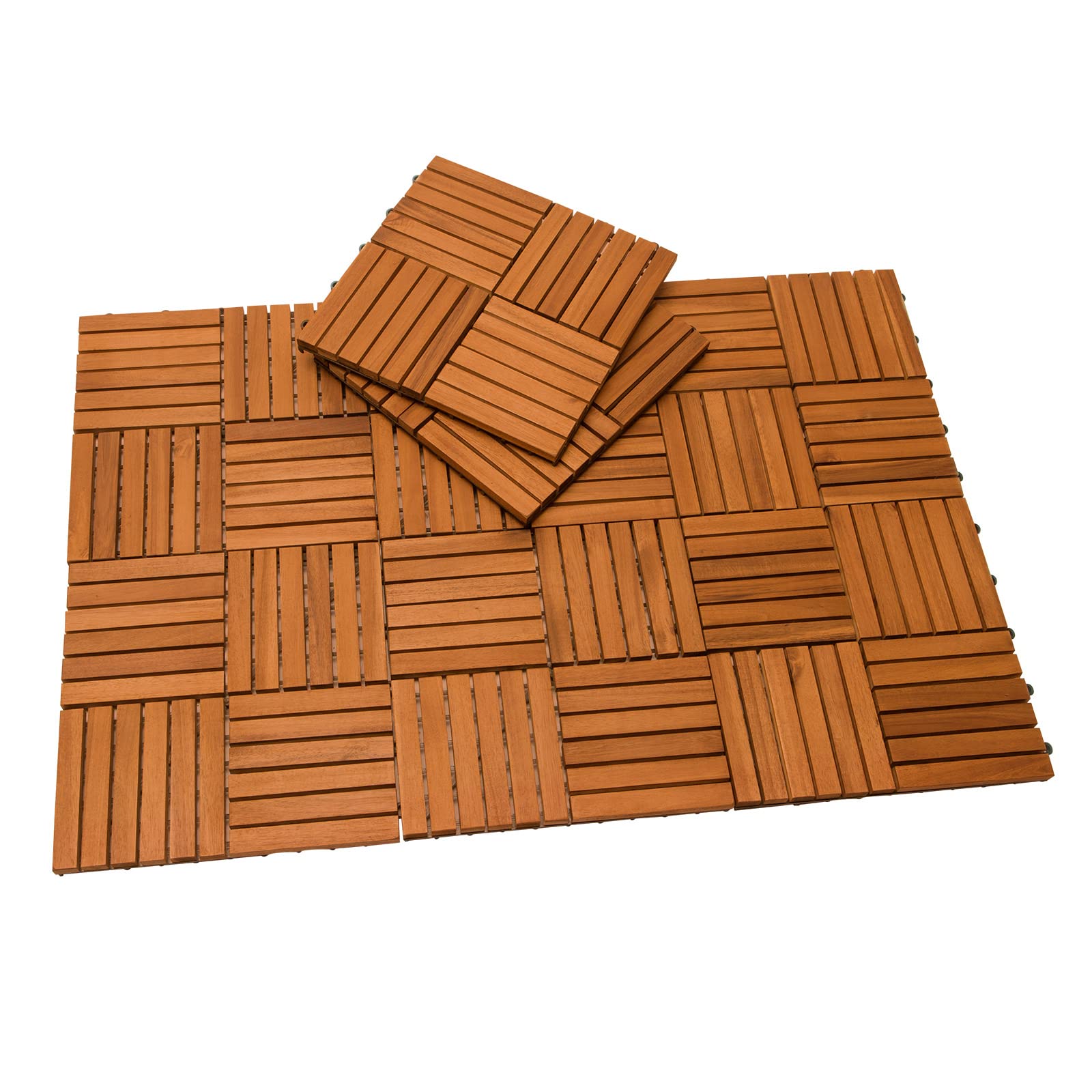 Casaria Piastrelle Legno Acacia 66pz Certificato FSC® Mattonelle 6m² ad Incastro 30x30cm Esterno Mosaico Quattro