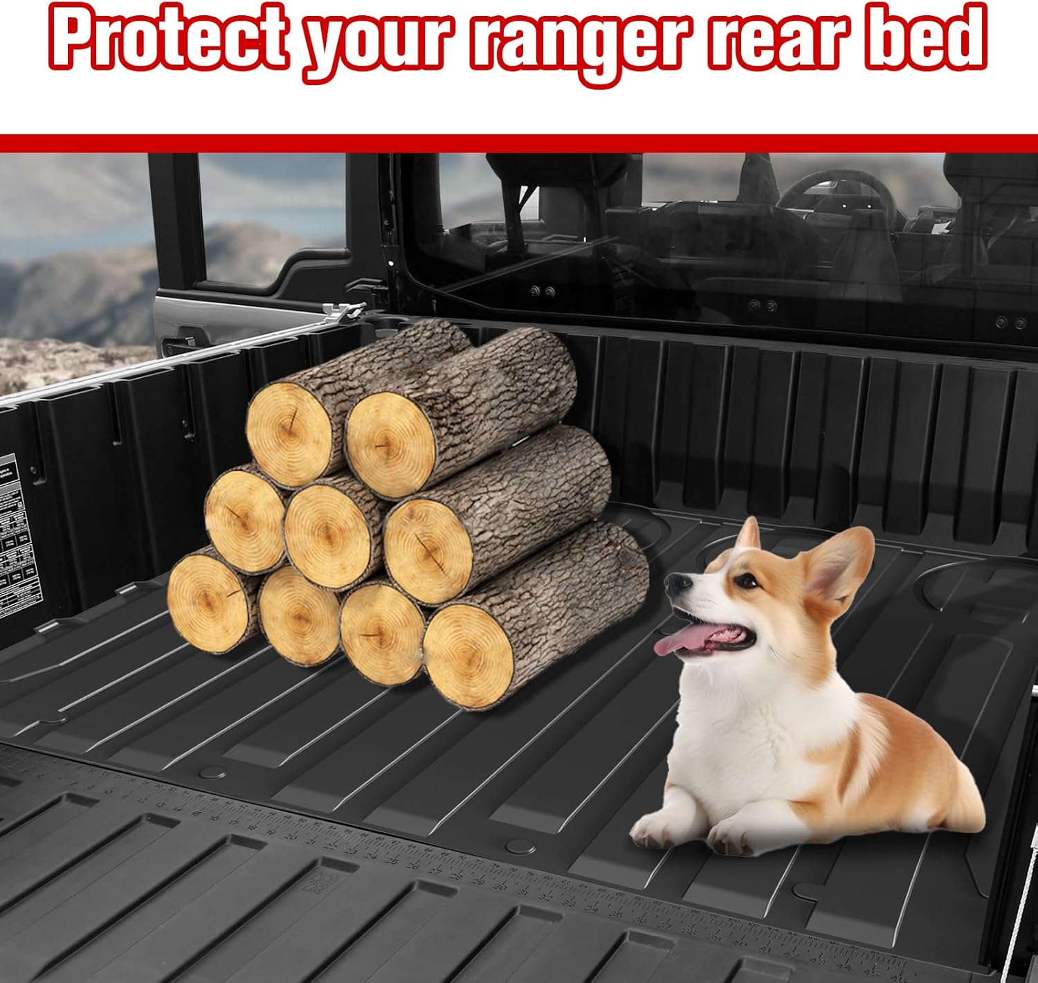 Rear Bed Mat Liner for 2024 Polaris Ranger XD 1500, TPE Rear Cargo Bed Mat All Weather Protector Slush Liner for Polaris Ranger Crew/XD 1500 2024 2025 Accessories, Replace# 2889106 - Image 4