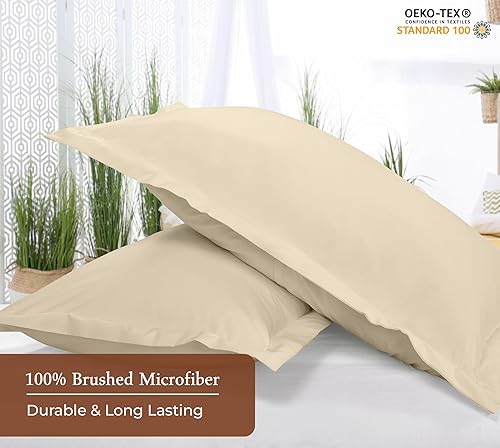 Miniatura 4 de Royale Linens Paquete de 2 fundas de almohada de tamaño europeo de 26 x 26 pulgadas, microfibra cepillada 1800, fundas de almohada de cama,