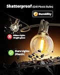 Lumières de patio VIPAR, 30 pi 13 ampoules G40, lumières extérieures étanches, suspendues, dimmables, connectables pour balcon, jardin, porche, terrasse, décoration de jardin, 2700K