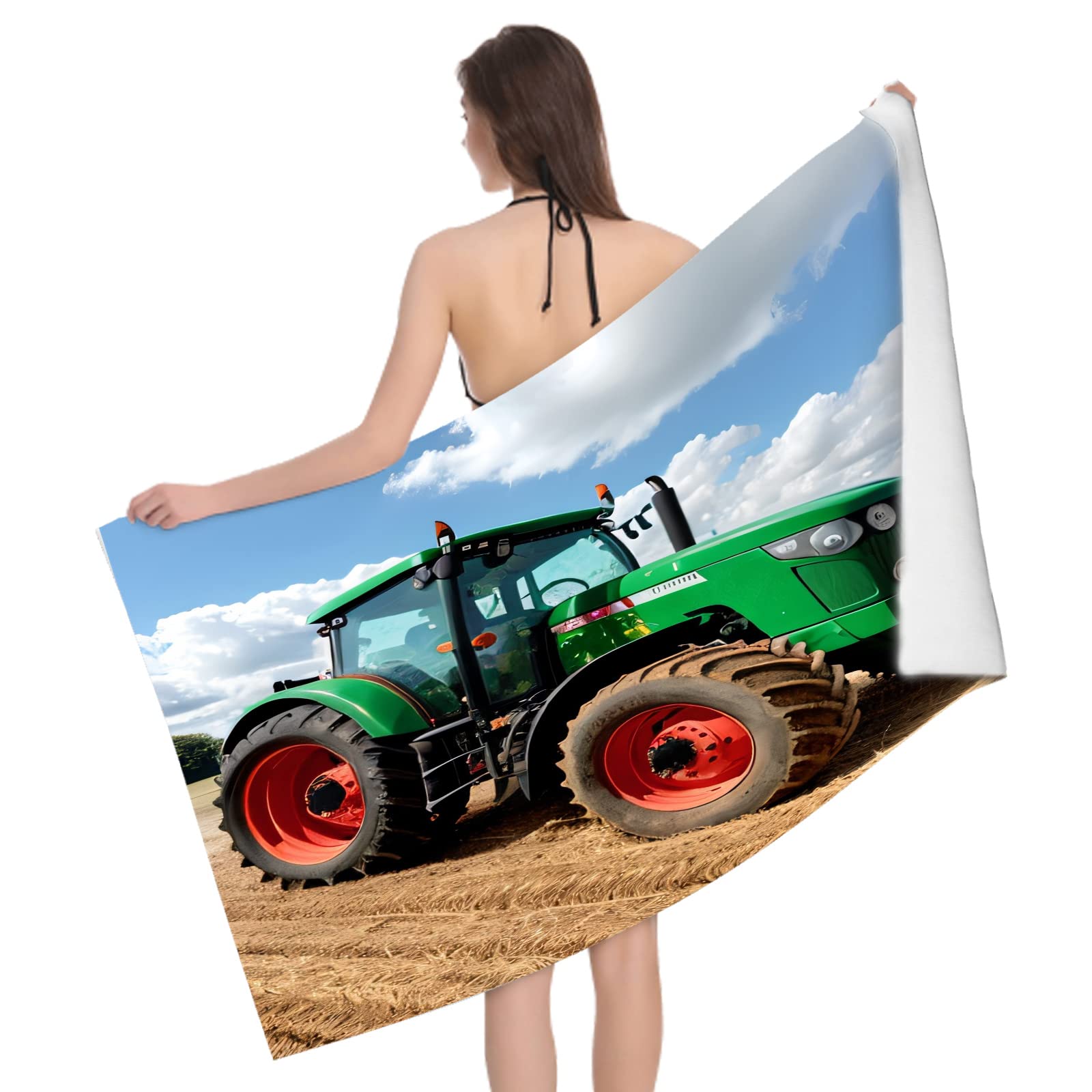 Beach Towel With Car & Tractor Print – Super Absorbent Microfiber, Quick-Dry, 52x32 Inches - View #4