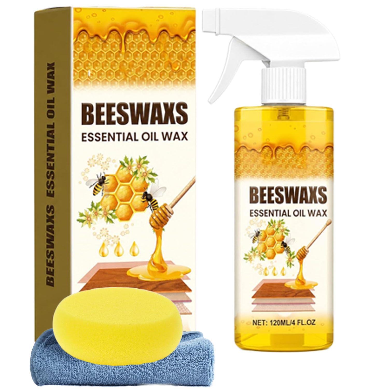Natural Beeswax Polish Spray, 120ML, Beeswax Wood Polish Spray, Woods Cleaner Repairing and Care Sprays, Restores Shine & Removes Scratches (120ml)