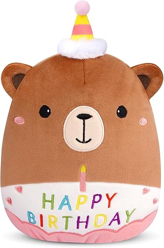 Peluche de oso de peluche de cumpleaños de 8 pulgadas, juguetes de peluche de oso de peluche de cumpleaños suave, decoración de fiesta para niños y
