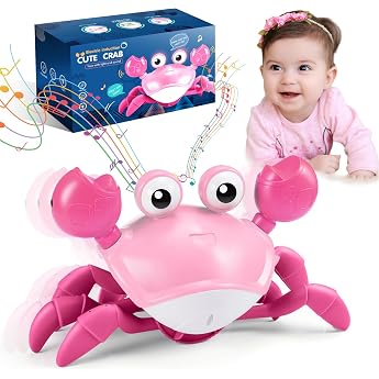 adeokay crab baby toy from 6 7 8 9 10 months toy 1 2 3 years children's toy from 1-3 years boy gift for children tummy time toys crawling toy baby