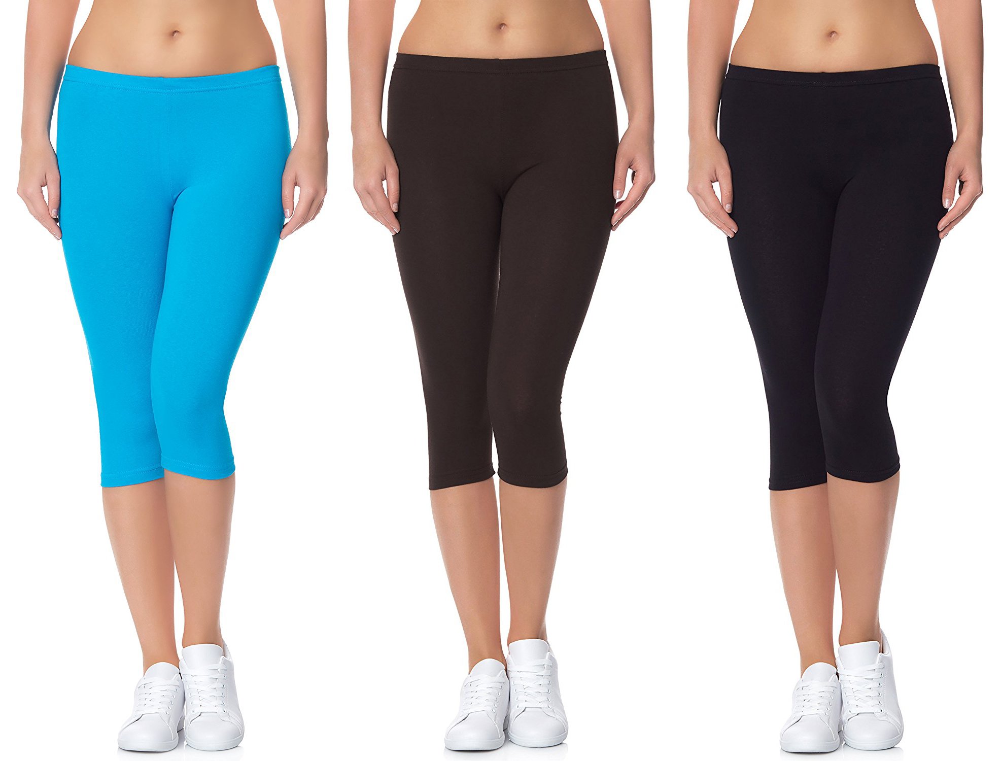 Lili Women's Active Running Fit Workout Bio-Wash Calf Length Capri (Pack of 2)