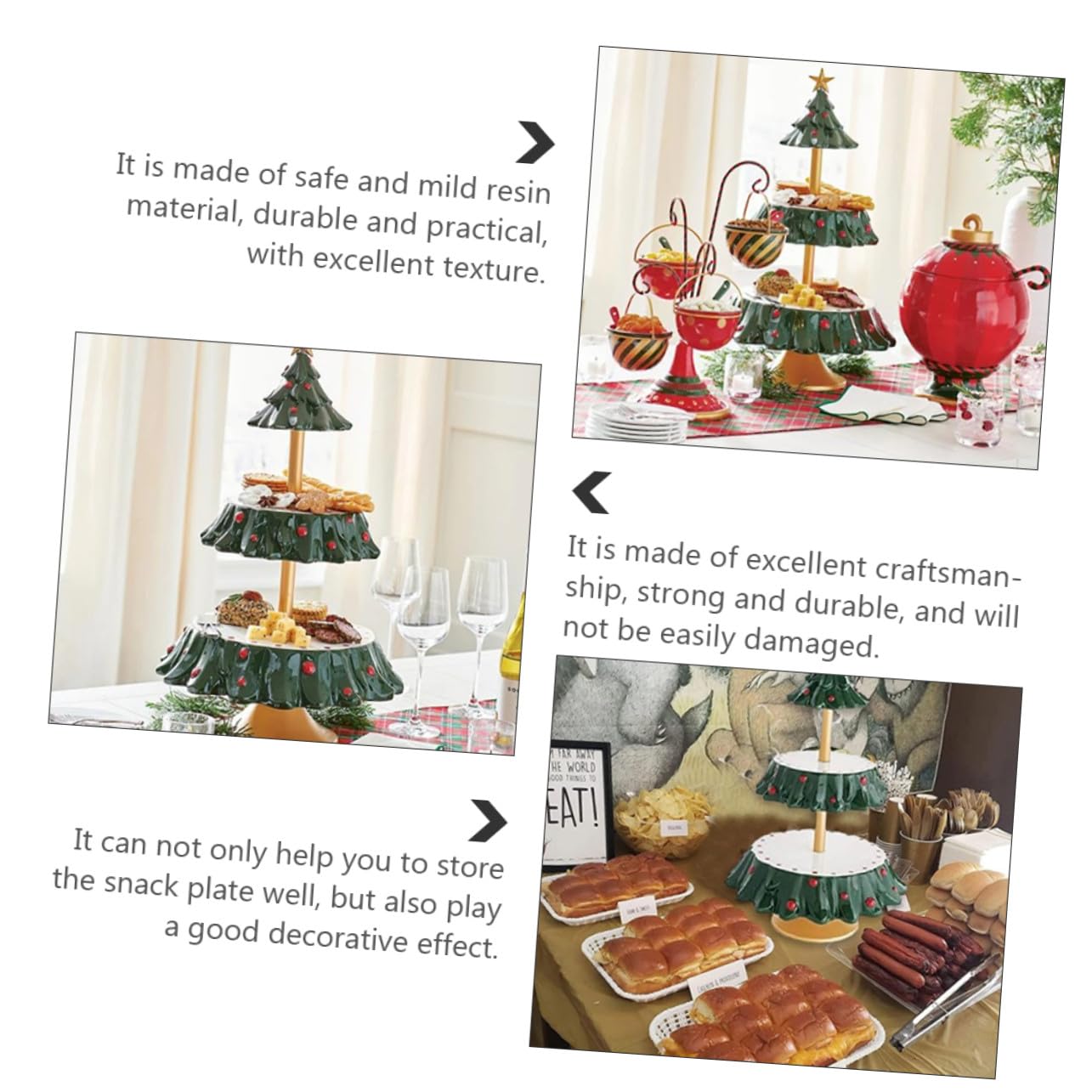 1pezzi Porta Frutta Natale in Resina Sicura Vassoio Snack Decorativo Per Feste Piatto Porta Dolci e Snack Elegante Resistente e Pratico Per Esposizione Festiva