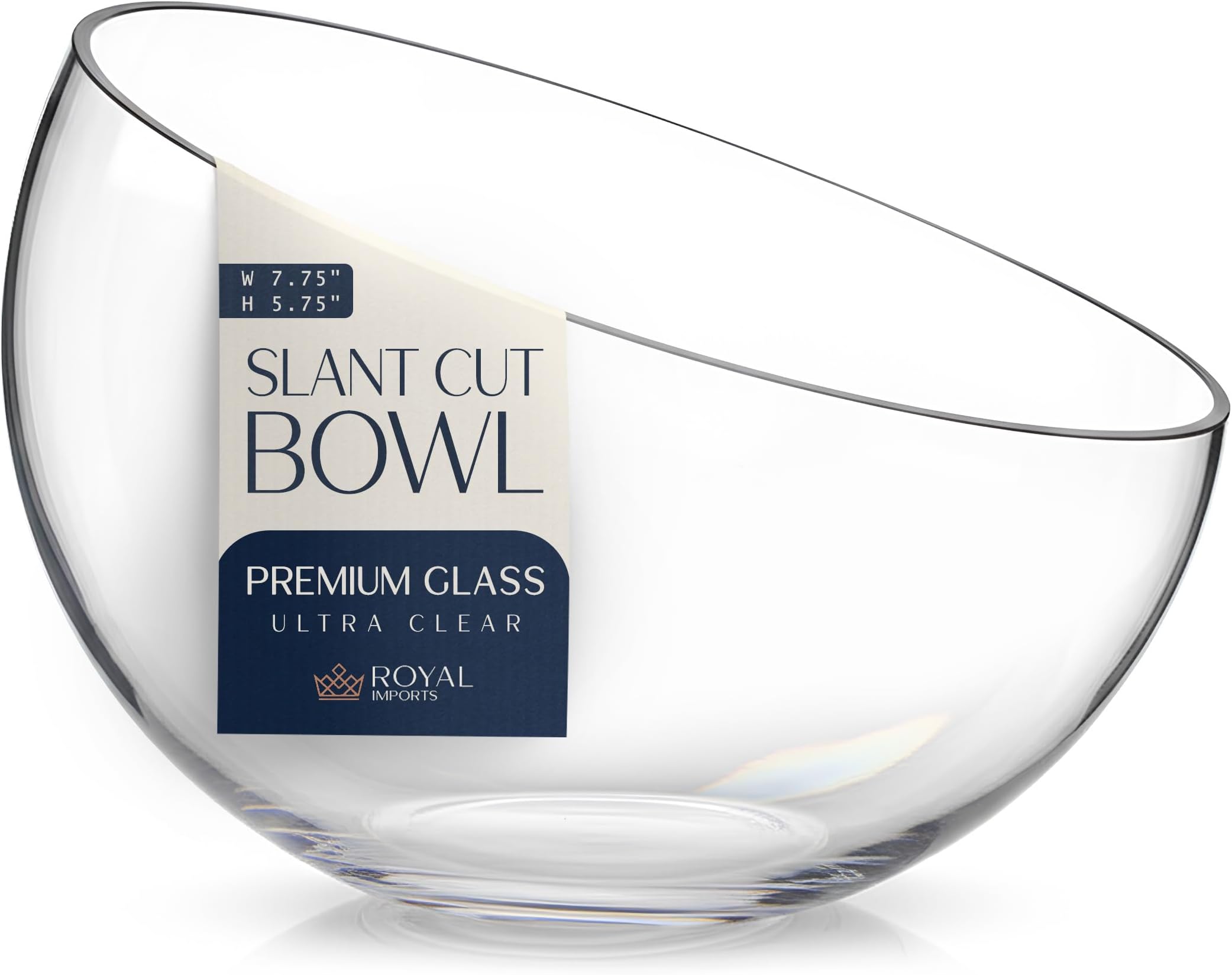 Royal Imports Clear Glass Slant Cut Tilted Angled Bubble Ball Decorative Serving Bowl For Buffet Centerpiece, Plant Terrarium, Flower Vase, Snack Salad fruit Candy Dish
