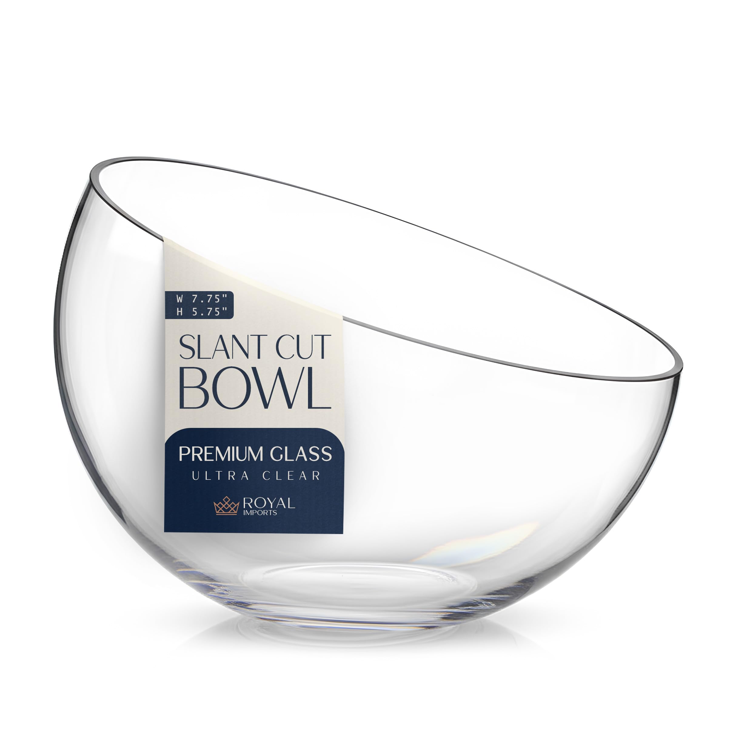 Royal Imports Clear Glass Slant Cut Tilted Angled Bubble Ball Decorative Serving Bowl For Buffet Centerpiece, Plant Terrarium, Flower Vase, Snack Salad fruit Candy Dish