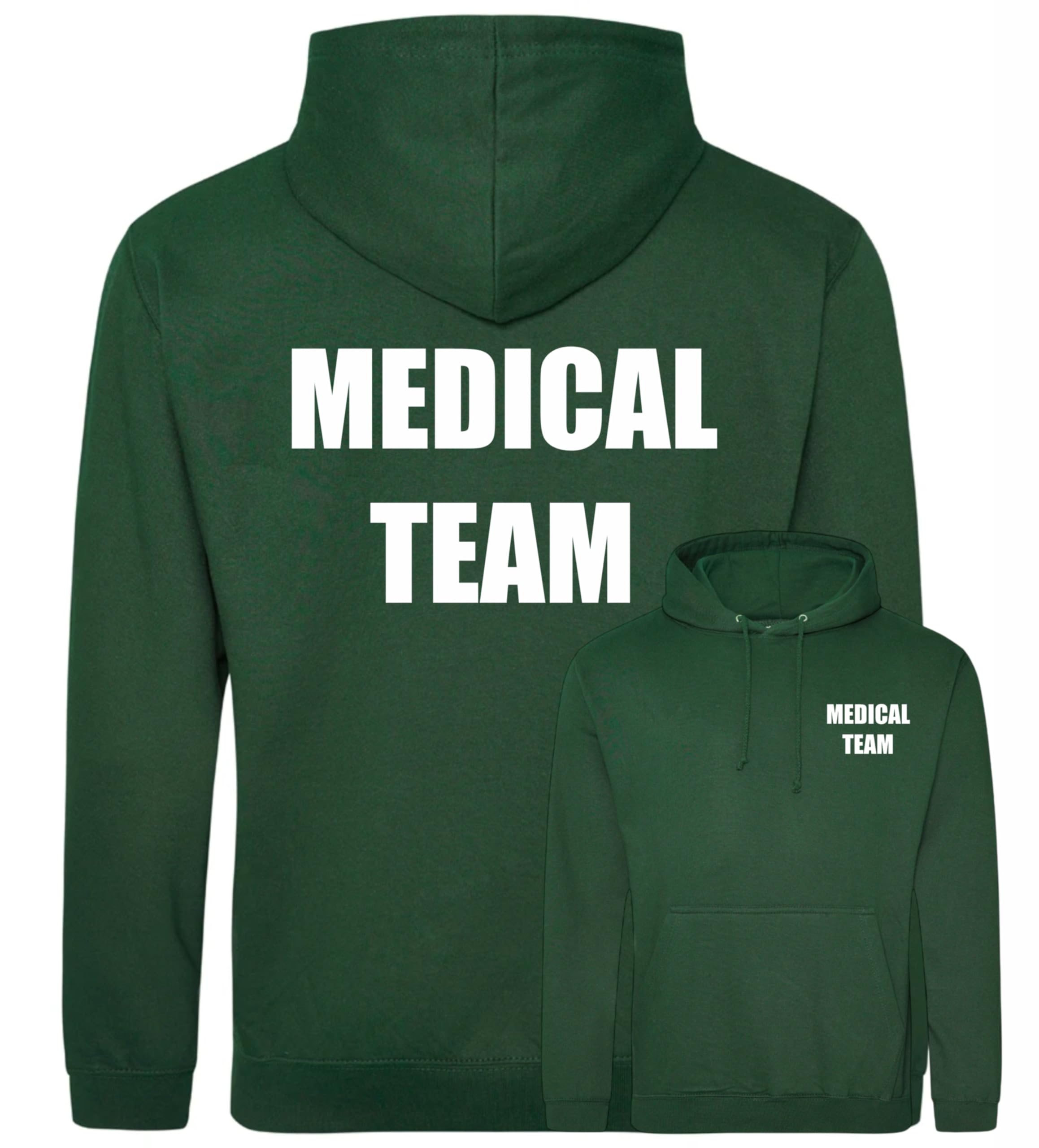 Brook Hi Vis Uk Unisex Green Medical Team Printed Hoodie, Medical Clothing XX-Large