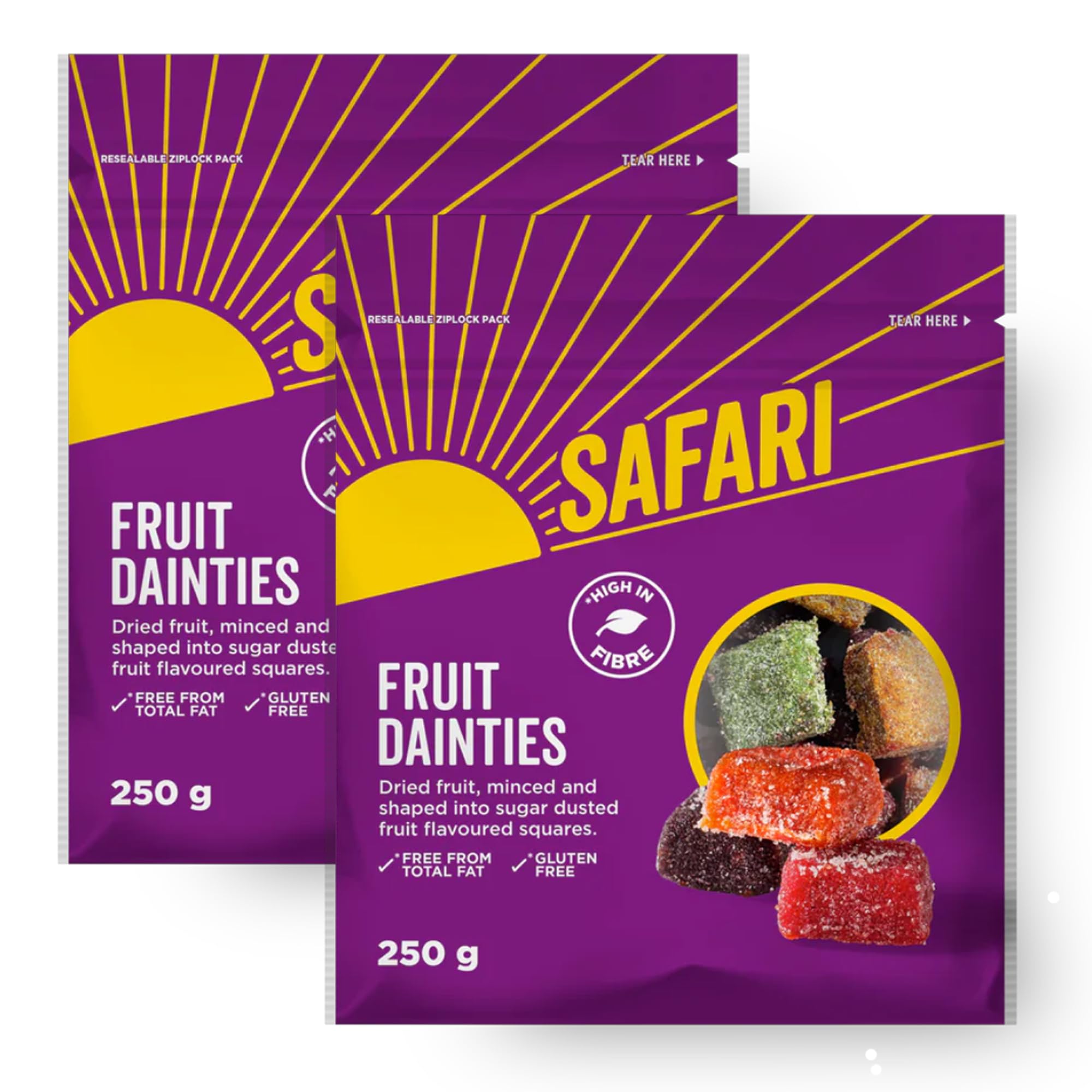Safari Fruit Dainties, Dried Fruit Minced and Sugar Dusted, 250g, Gluten Free, Pack of 2