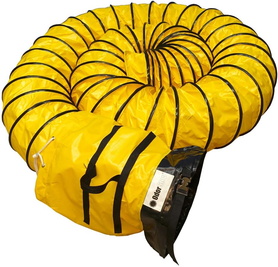 OdorStop Flexible Duct in Various Sizes and Lengths with Connecting Belt, 8-in by 25-ft