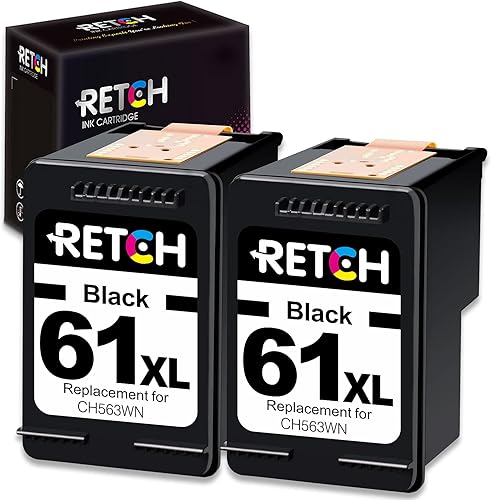 RETCH Cartuchos de tinta remanufacturados de repuesto para impresora 61XL HP 61 funciona con HP Envy 4500 4502 5530 DeskJet 2540 2541 2546 2549 3050