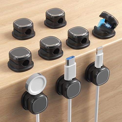 Paquete de 9 organizadores de cables, gestión de cables de resorte, bonitos clips adhesivos para cables, cargador de teléfono para escritorio,