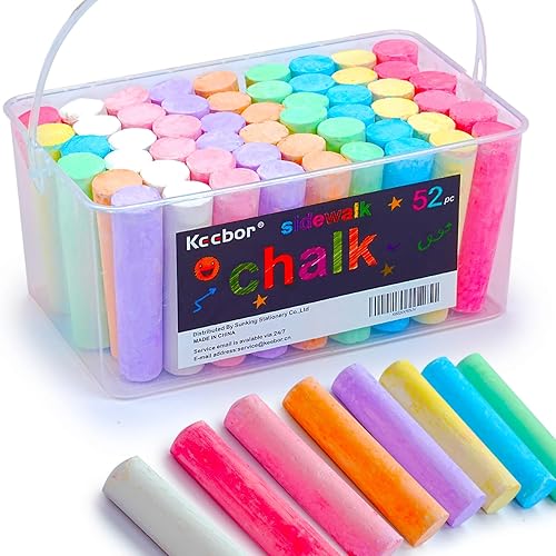 Tiza lavable para acera, 54 unidades, 8 colores, tizas gigantes a granel, tiza no tóxica para niños y adultos, pintura en pizarra, pizarra, parque