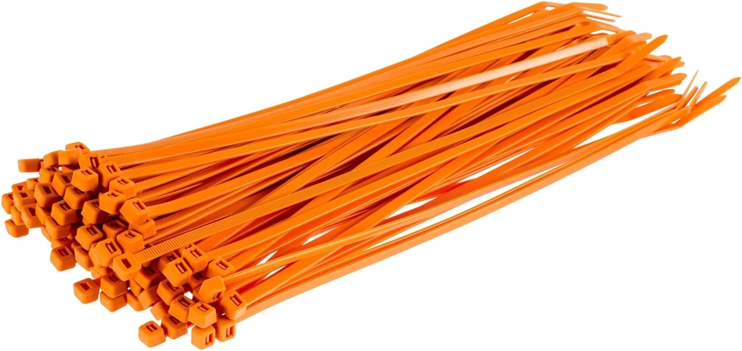 Gocableties Orange Cable Ties, 300mm x 3.6mm, Pack of 100, 12” Premium