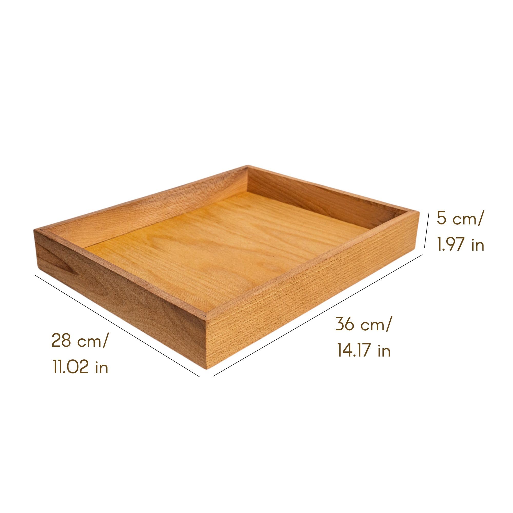 Creative Deco Scatola in Legno Portaoggetti | 36 x 28 x 5 Cm | Cassetta per Organizzazione | Legno di Faggio | Vassoio per Piccoli Oggetti, Costosi, Spezie, Oggetti di Valore