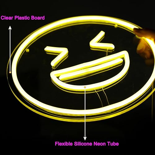 Miniatura 4 de Letrero de neón con cara sonriente para decoración de pared, alimentado por USB, luz de neón con interruptor regulable para habitación de niños,