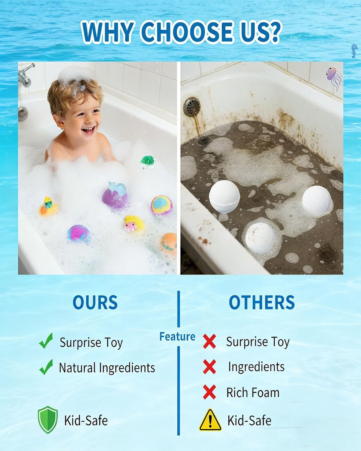 Bath Bombs with Surprise Toys Inside for Kids Gift 12 Pack Easter Egg Natural Rainbow Baths Bombs Ocean Theme Mega Foaming Bubbles Organic Essentials Shower Relaxing Kit for Girls Boys (1set)