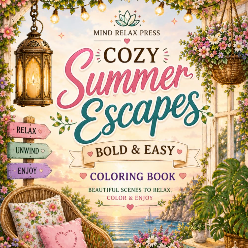 Cozy Summer Escapes Coloring Book: Charming Summer Scenes for Stress Relief & Relaxation (Cozy Moments)