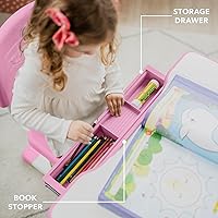 Vista 5 de Mount-It! Juego de escritorio y silla para niños, altura ajustable resistente, escritorio para niñas, escritorio de estudio y sillas para niños