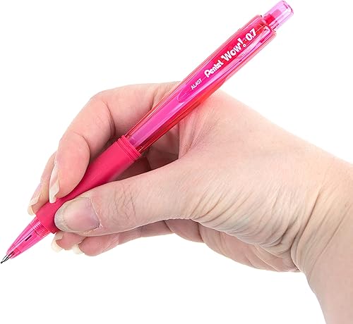 Miniatura 6 de Pentel Wow - Lápiz mecánico, 0.028 in, barril rosa, caja de 12 (AL407P)