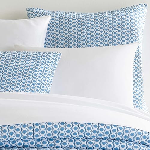 Tyler - Funda de almohada acolchada azul francés, tamaño europeo, patrón gráfico azul