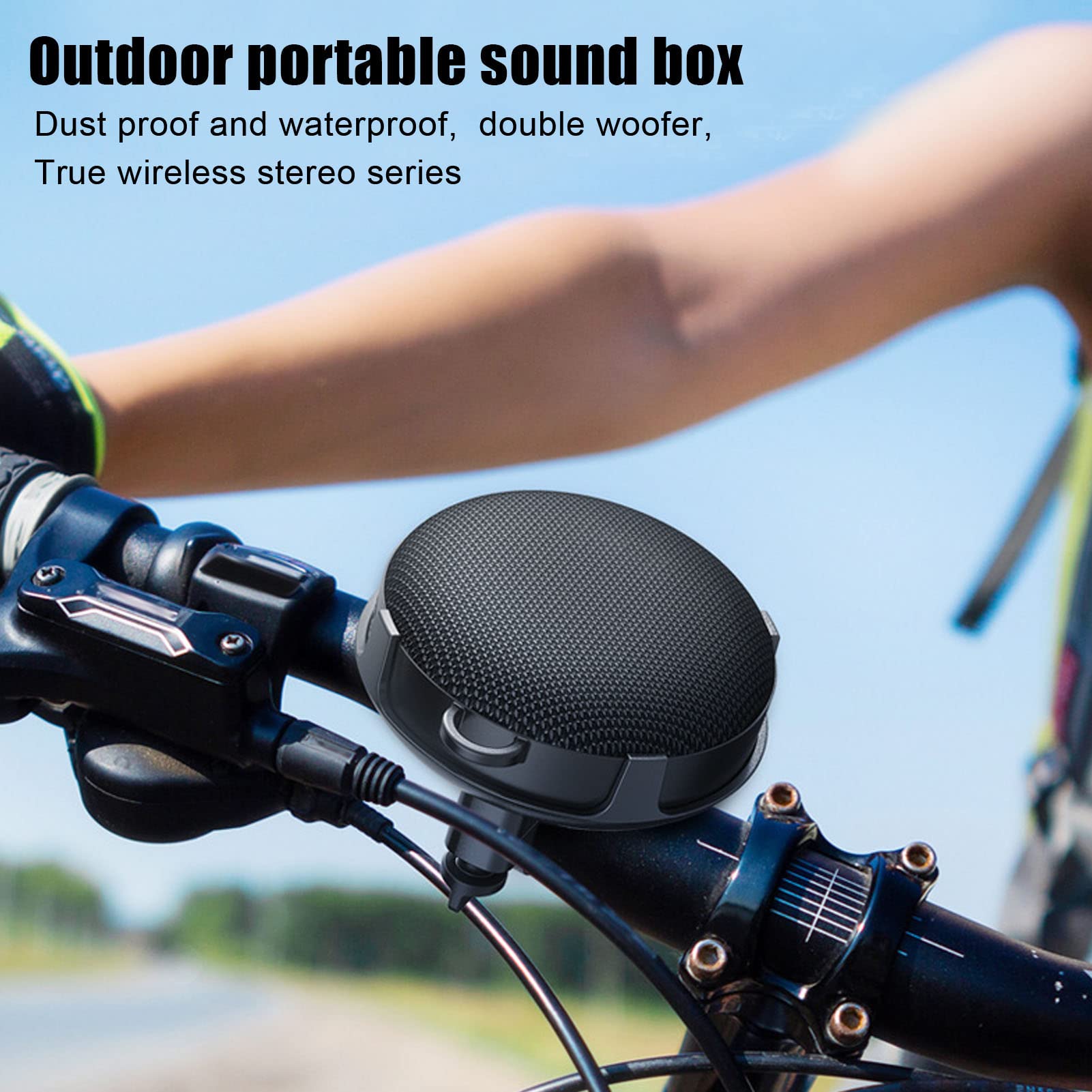 Zunate Altoparlante Bluetooth Portatile per Bici, 8W, IP67, Bluetooth 5.0, True Wireless Stereo, Nero