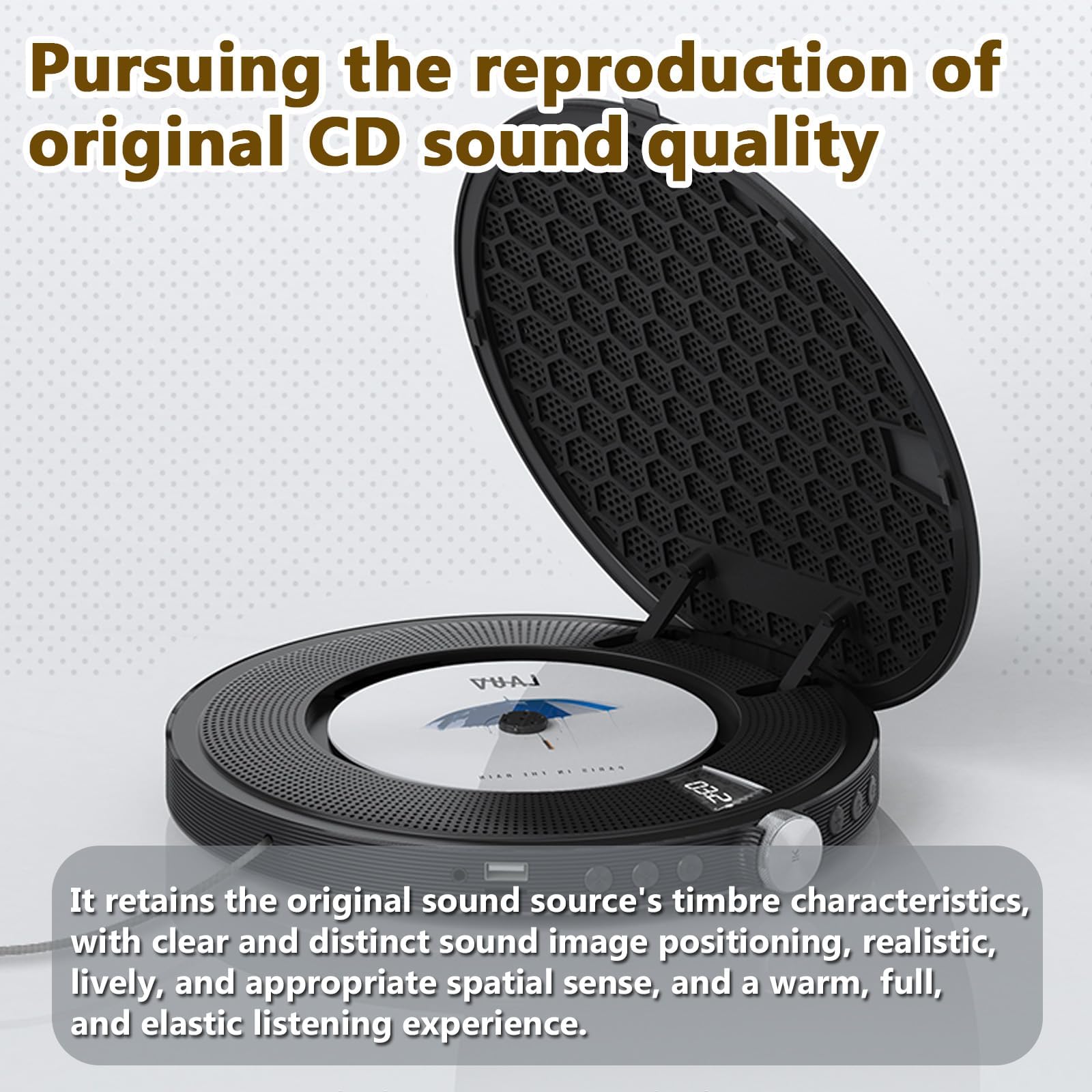 Lettore CD portatile con supporto Bluetooth e USB, altoparlante HiFi per uso domestico e in vacanza