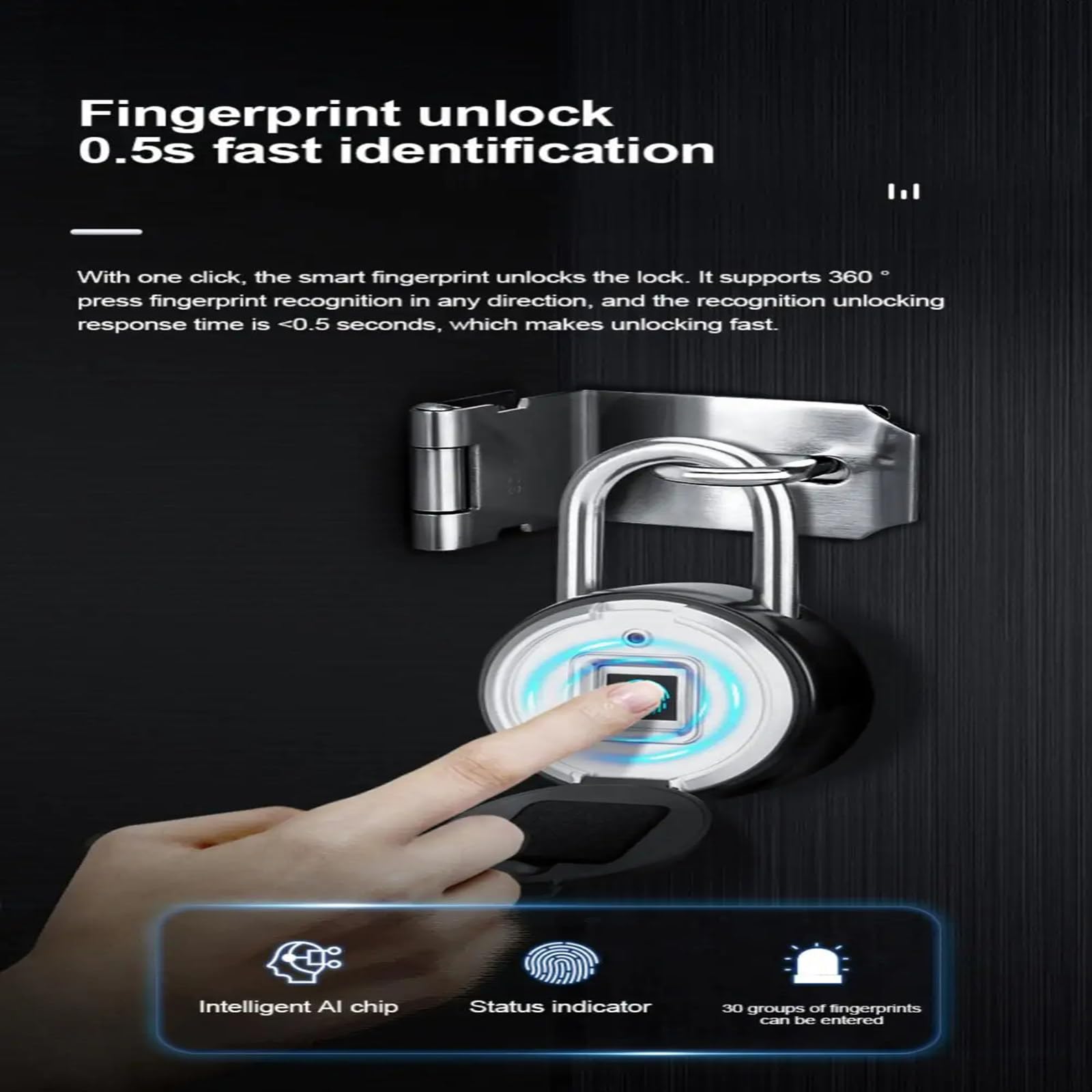 Candado inteligente con huella dactilar, cerradura electrónica, compatible con desbloqueo de la aplicación Bluetooth Smart Life, protección de seguridad impermeable.