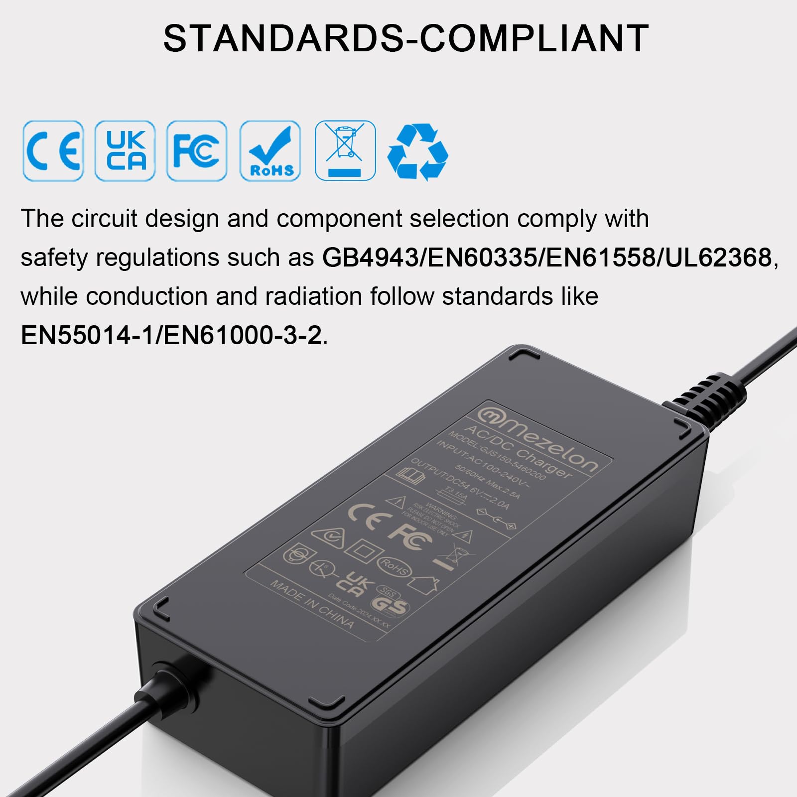 Mezelon 54,6 V 2 A oplader voor elektrische step voor Xiaomi 4 Pro 2e