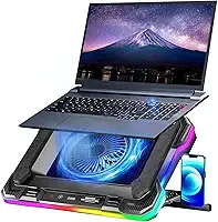 Base Cooler Notebook Gamer com Ventoinha Potente 3000 RPM RGB - Suporte Refrigerado Ergonômico para Notebook até 17", Ideal para Maratonas de Jogos, Home Office e Prevenção de Superaquecimento (Cinza)