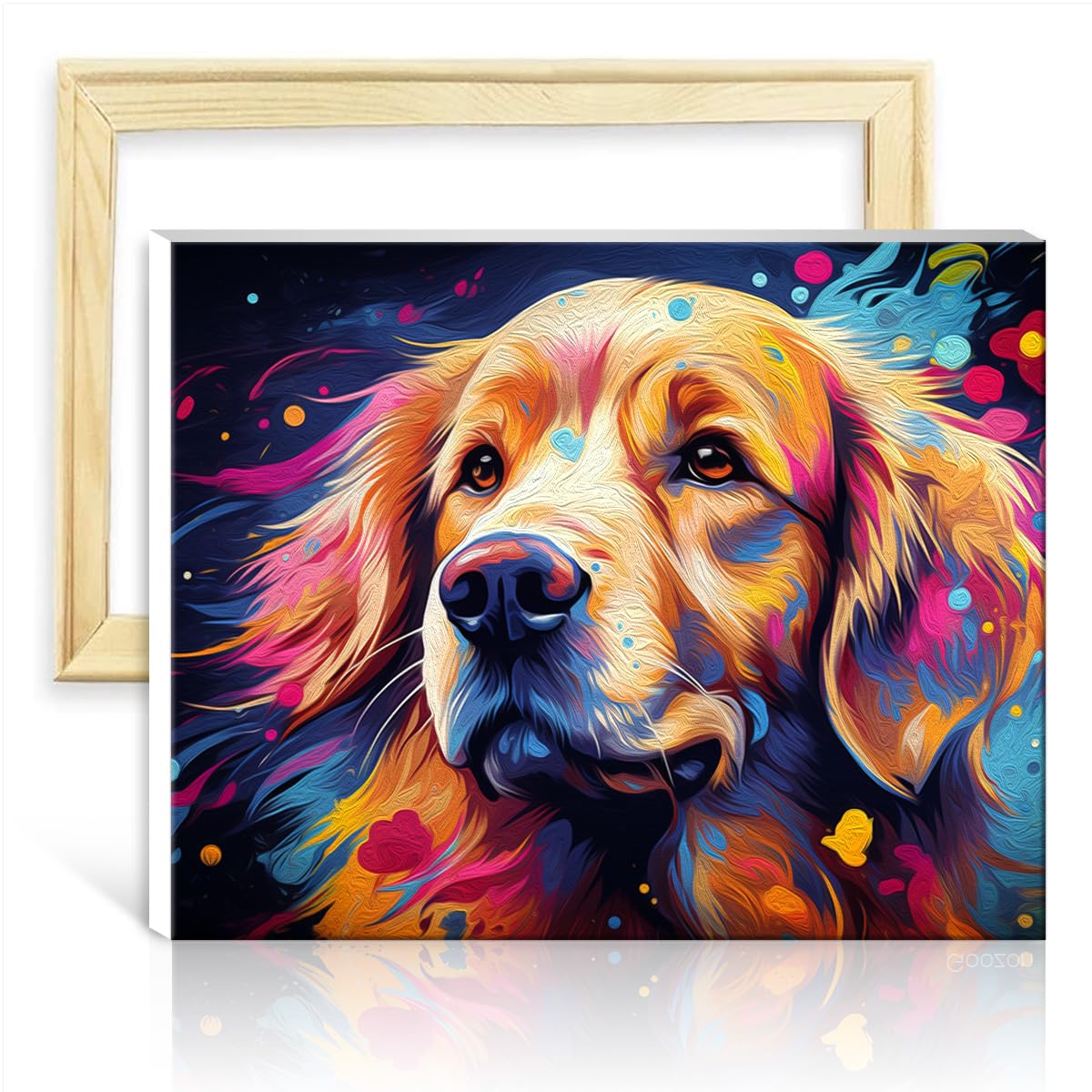 TANGFEIY Paintting Canvas Oil Painting Kit Golden Retriever DIY Oil Painting with Brushes and Acrylic Pigment Artwork for Home Decor NO Frame(50x65cm)