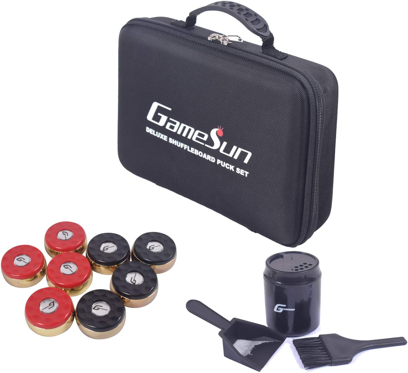 Shuffleboard Pucks Set with Carrying Case (Set of 8), 2-5/16" Size Shuffleboard Pucks Ideal for Shuffleboard Enthusiasts