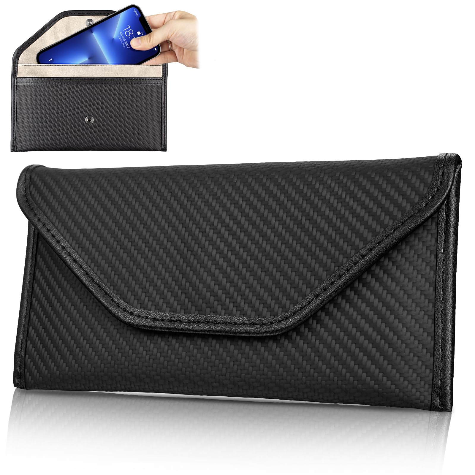 T-carbon Faraday - Funda para teléfonos y llaves de coche, bolsa Faraday de fibra de carbono, bloqueo de señal RFID, antiseguimiento, antirrobo y antirrobo, funda Faraday para privacidad de datos