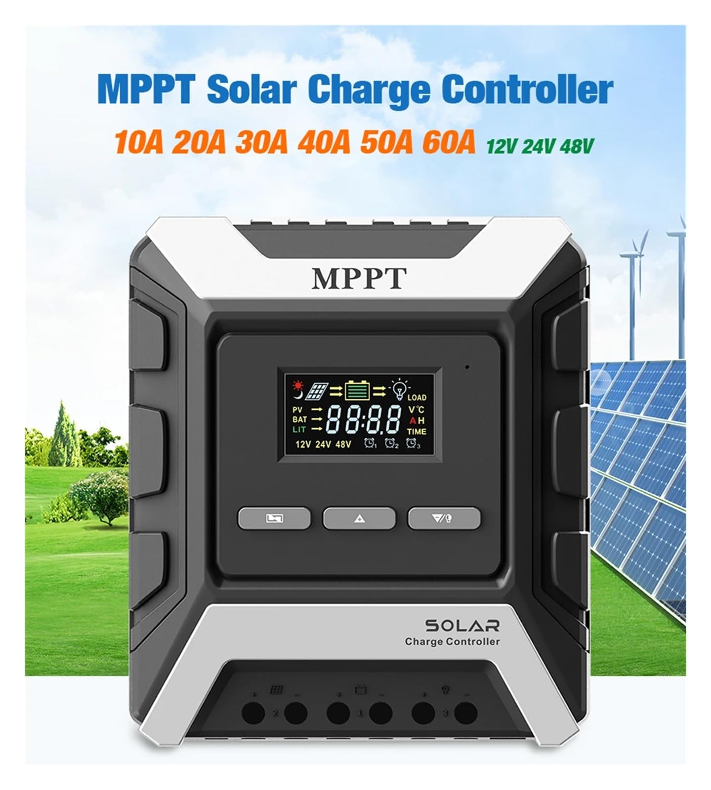 Regolatore di Carica Pannello Solare, Regolatore di Carica Solare MPPT 12V 24V 48V 80A 60A 50A 40A 30A Regolatore del Pannello Solare(20A)