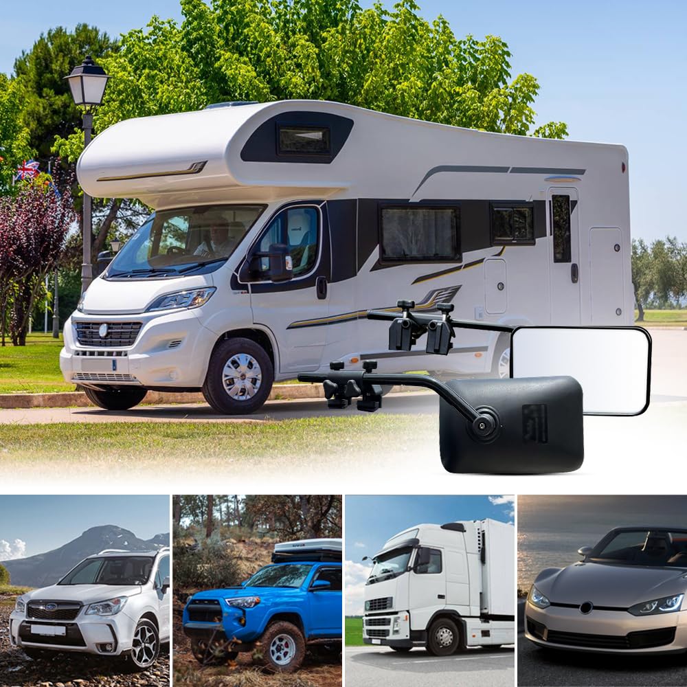 Riloer 2pcs Rétroviseurs extérieurs pour camping-car, Rétroviseurs de Remorquage Retroviseur Caravane Voiture Miroir Additionnel Auxiliaire universels à angle réglable pour camion SUV remorque RV