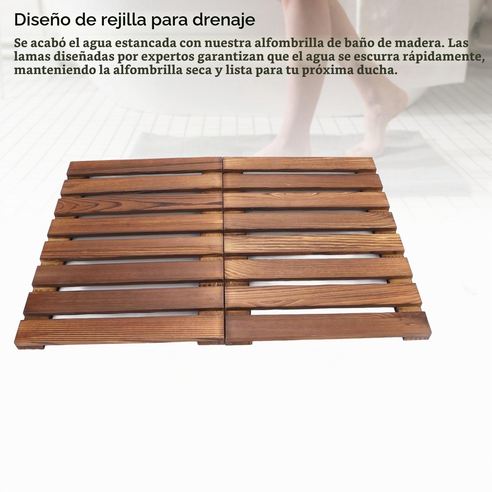 Alfombra de Ducha, Cubierta de Madera para Bañera, Alfombra de Ducha Plegable, 59 X 41,2 Cm, Versátil para Uso Interior y Exterior, Alfombra para Ducha y Sauna