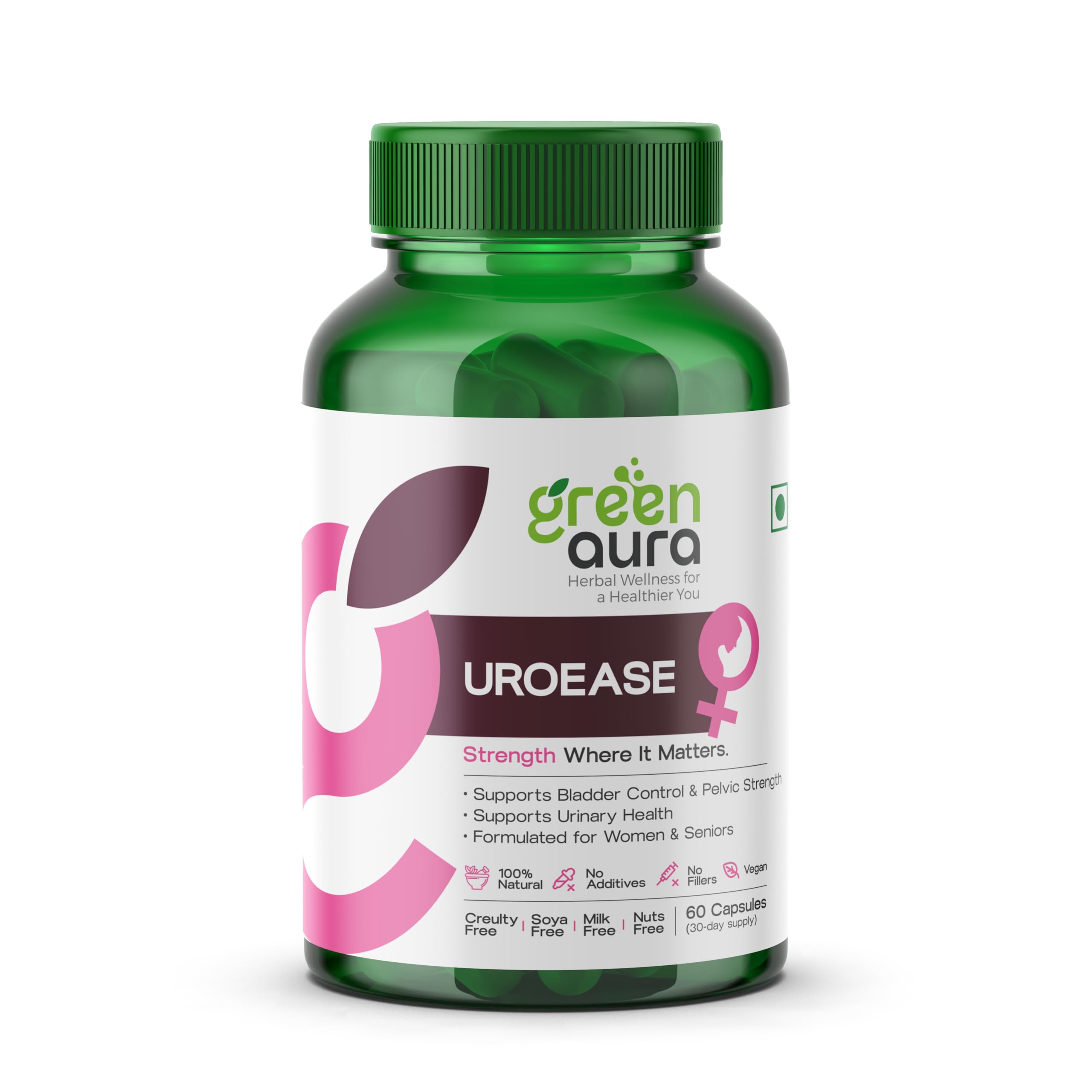GreenAura UroEase Herbal Supplement for Urinary Incontinence & Bladder Control - Natural Support for Women & Seniors | 100% Ayurvedic Formula with Gokshura, Shatavari, Punarnava & Licorice - 60 Capsules-image-27