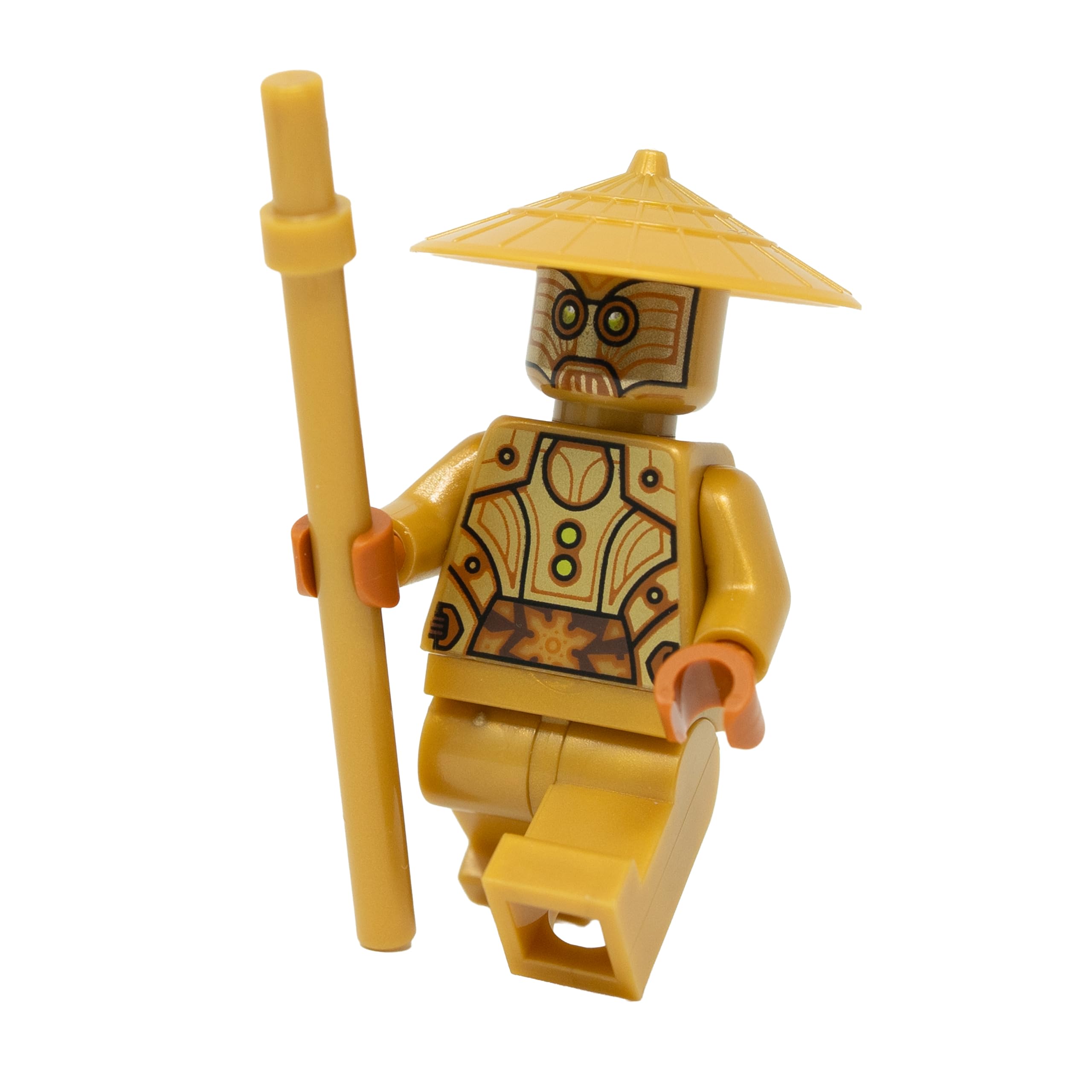 LEGO Ninjago Dragons Rising Season 2 Temple Guard Minifigure with Staff, Gold - Image 3