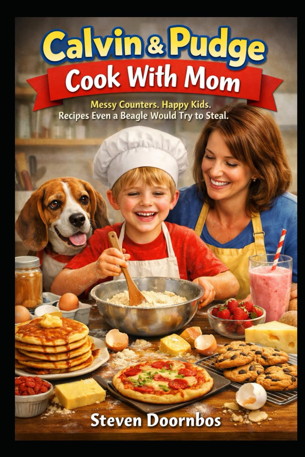 Calvin and Pudge Cook With Mom: Messy Counters. Happy Kids. Recipes Even A Beagle Would Try To Steal. Filled with colorful illustrations