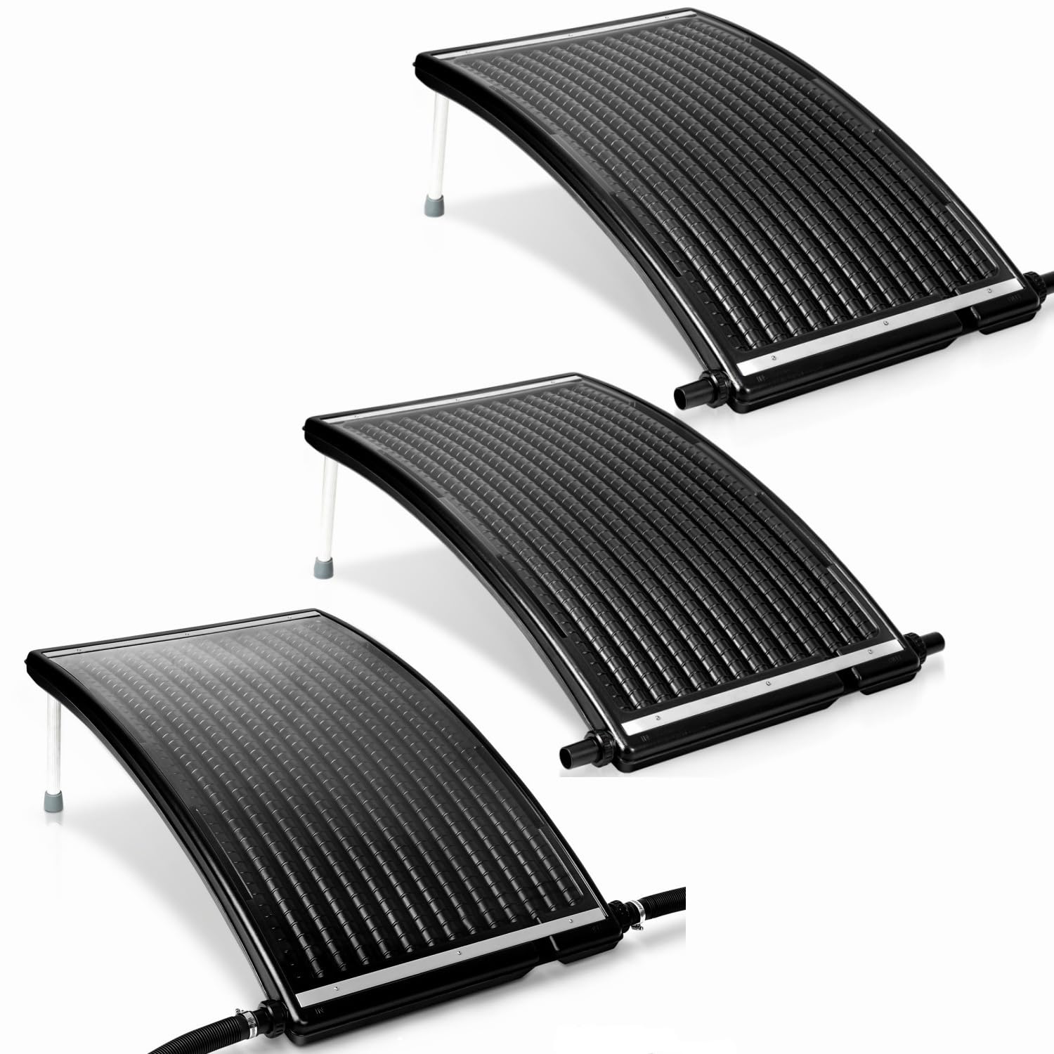 3 x ogrzewanie solarne do basenu, kolektor solarny 110 x 65 x 35 cm, z regulacją wysokości, do basenów do 10 000 l/h, przyłącze 32/38 mm, ogrzewanie basenowe, ogrzewanie solarne
