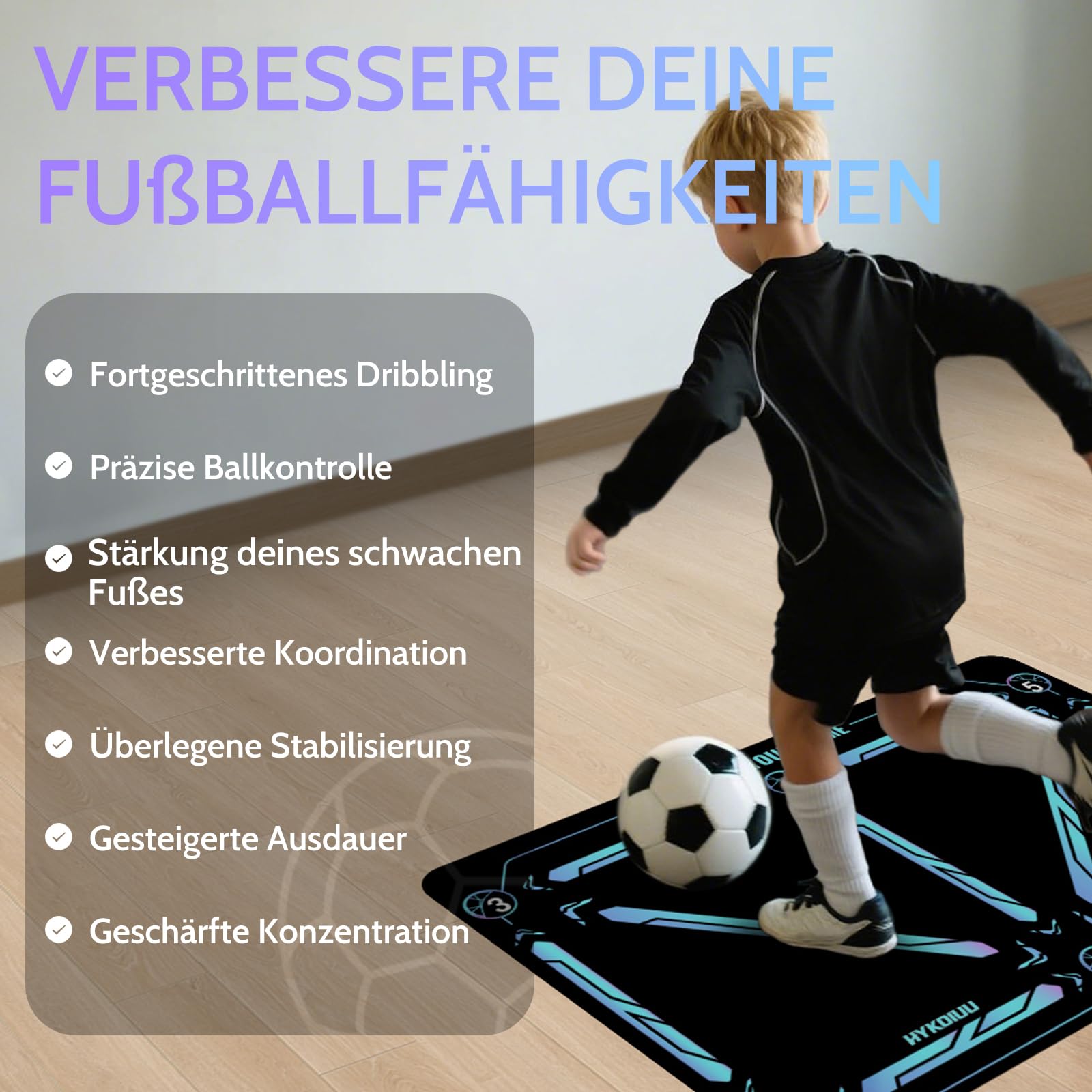 Fussball Matte Mit Trainingsvideo Rutschfest Silent Fussballmatte Training Kinder – Trainingsmatte Für Ballkontrolle & Schritt-übungen Stoßdämpfende Fußball Trainingsmatte Trainingszubehör