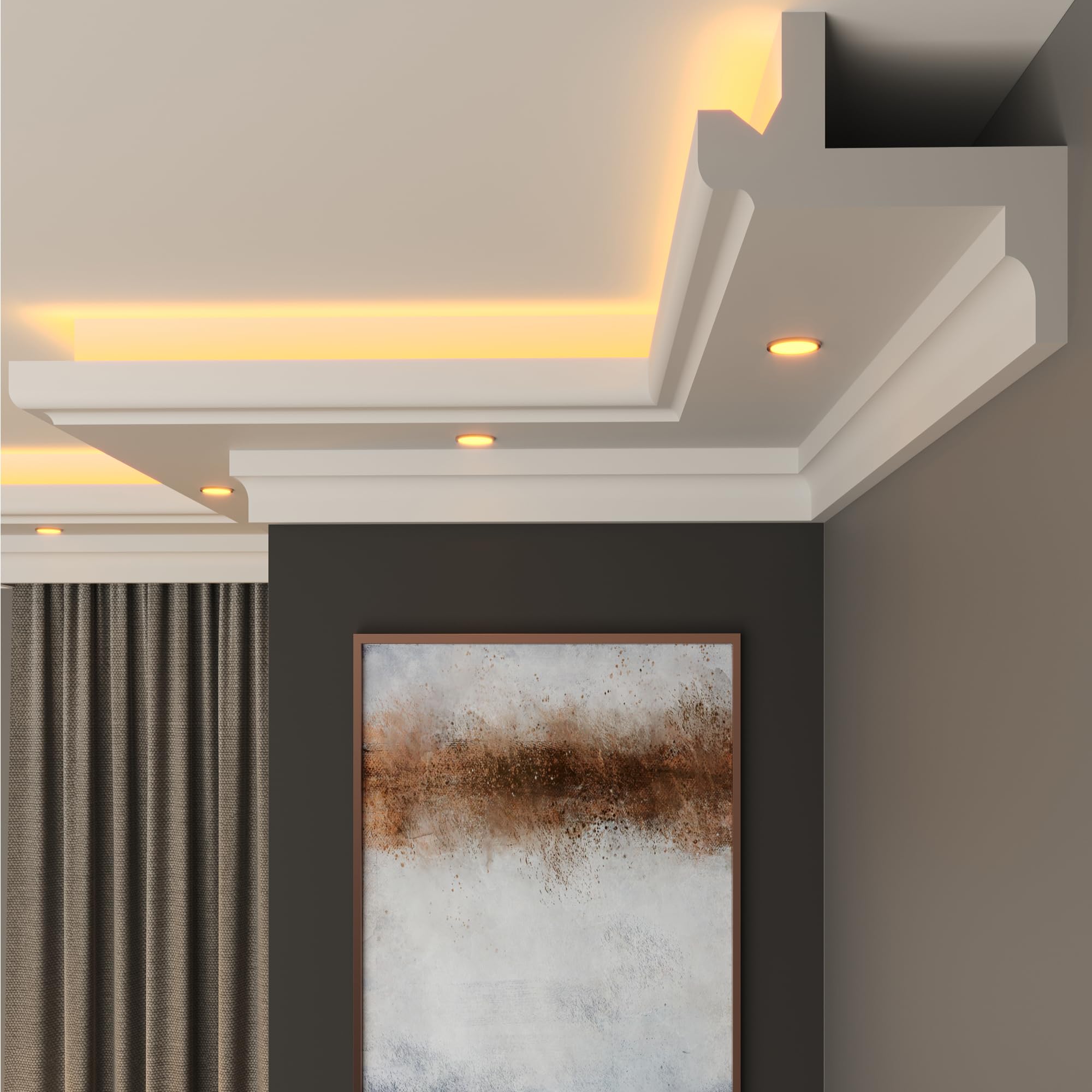 FAST DECOR Premium XPS LED Coving for Ceilings, Lightweight Decorative Cornice Moulding Trim, Paintable Finish, Easy DIY Installation, Cornice Coving, Ceiling Coving (CLS10, 2m (1 Length))