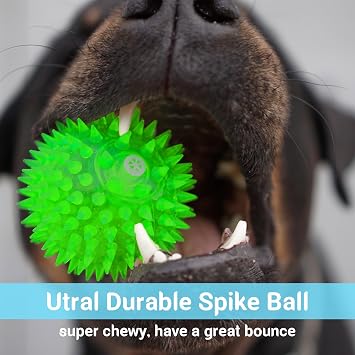 6-PACK Squeaky Dog Toy Balls Puppy Chew Toys for Teething, Spiky Medium Small Dogs, Durable Aggressive Chewers