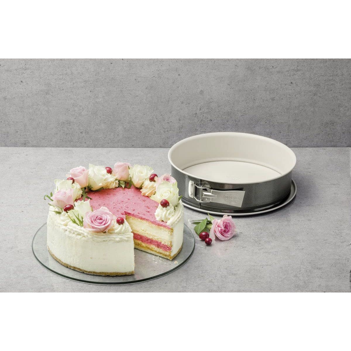 Dr. Oetker Springform Ø 28 cm Back-Trend & Springform Ø 26 cm Back-Trend, Kuchenform mit Flachboden, runde Backform aus Stahl mit keramisch verstärkter Antihaft-Beschichtung, Menge: 1 Stück