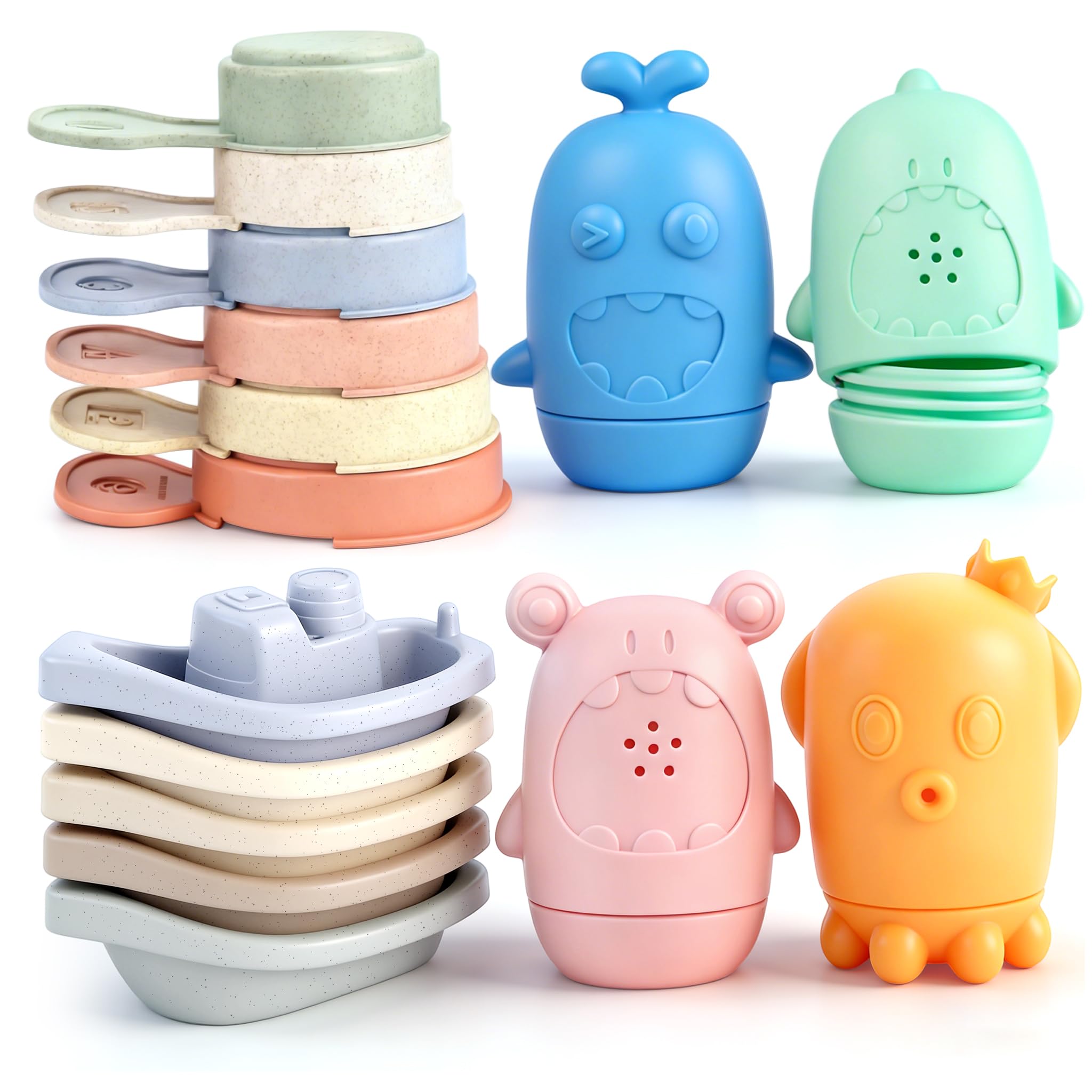 Baby Bath Toys for Kids Ages 1-3 15 PCS Mold Free Bath Toys Toddlers 2-4 Baby Bathtub Pool
