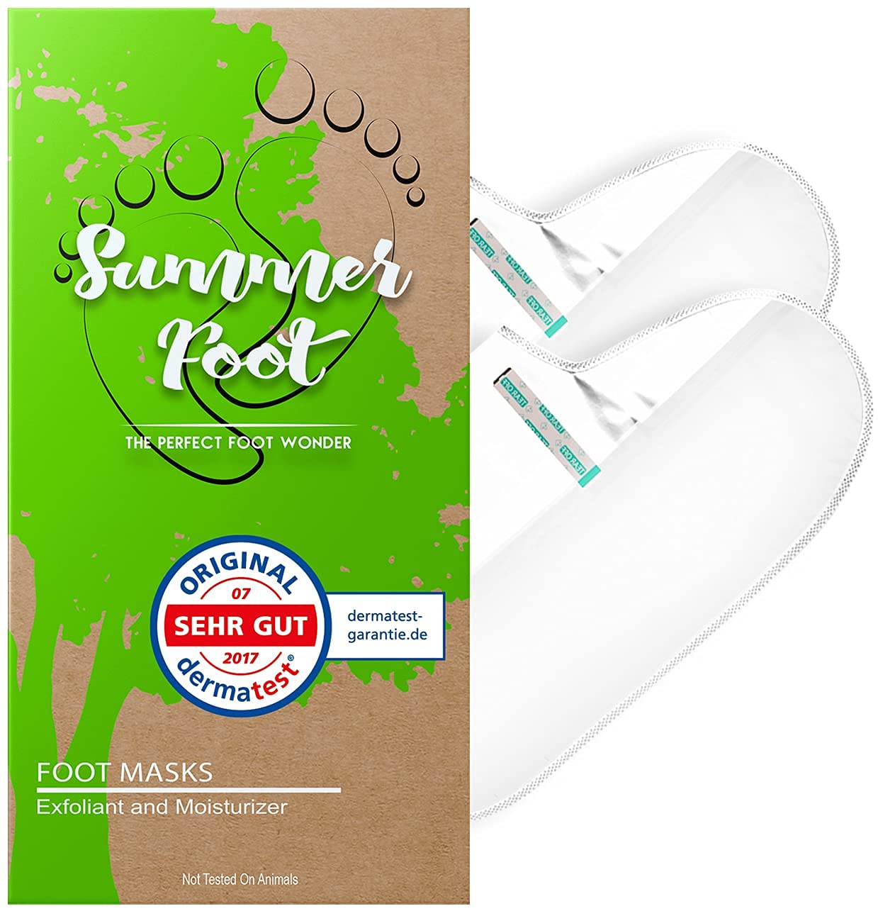 SUMMER FOOT Premium - Maschera per la rimozione di calli I dermatologicamente testata, istruzioni in lingua tedesca (Green Edition)